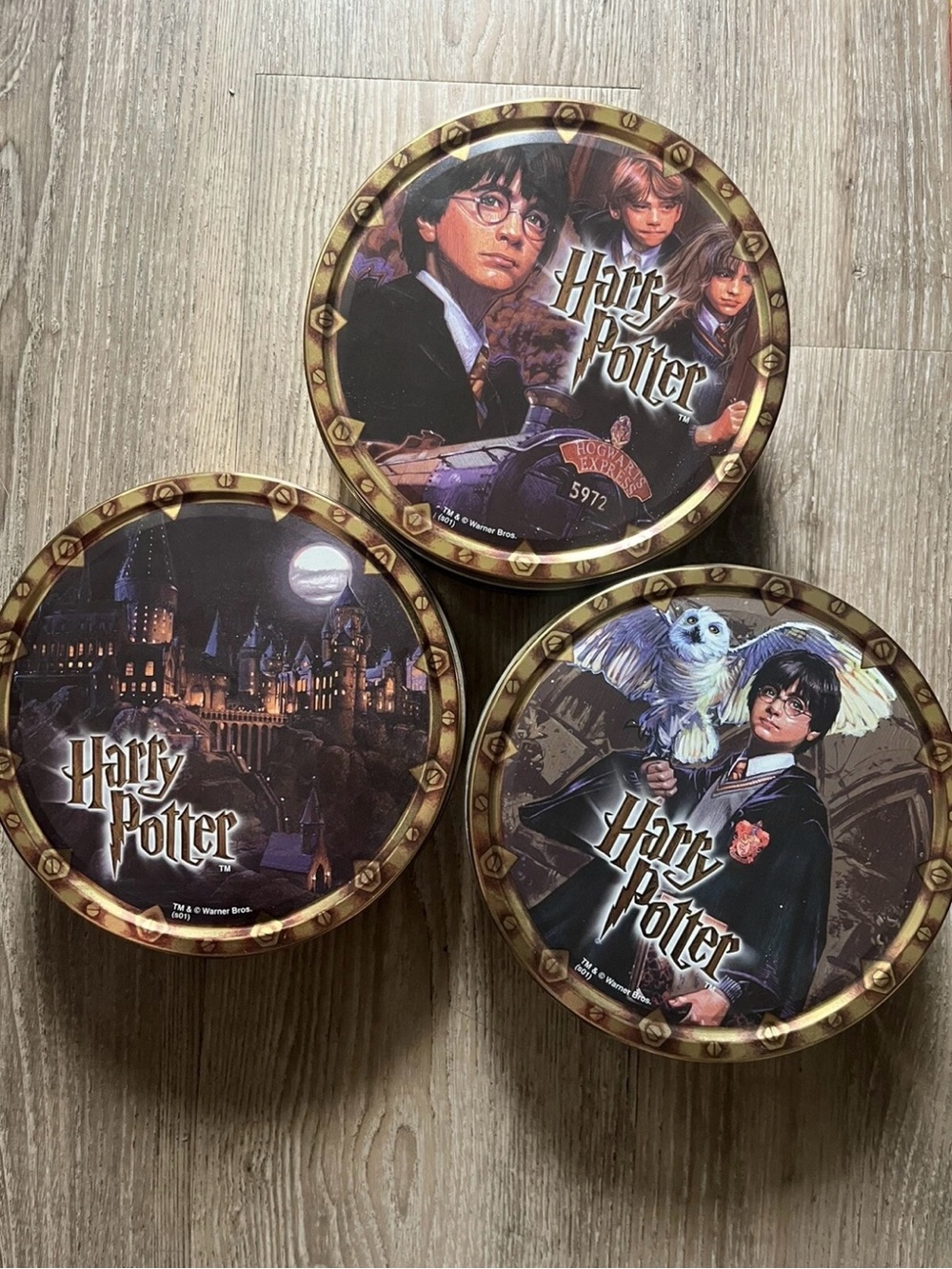 Set of 3 Empty Harry Potter Kelsen Cookie Tins